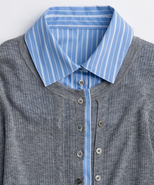 ★特別値下げ中！【MAISON SPECIAL】メゾンスペシャル 2wayシャツ 2way Shirt Knit Docking Tops/2WAYシャツニット【MAISON