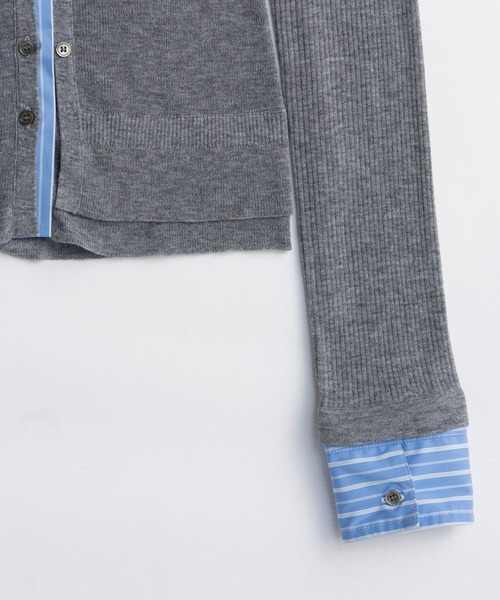 PRE-ORDER】2way Shirt Knit Docking Tops/2WAYシャツニット