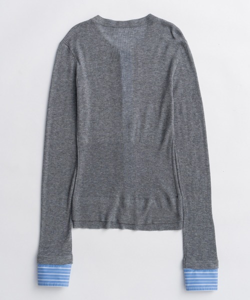 MAISON SPECIAL シルバー長袖ニット 2way Shirt Knit Docking Tops/2WAYシャツニット【MAISON