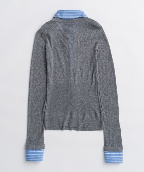 PRE-ORDER】2way Shirt Knit Docking Tops/2WAYシャツニット