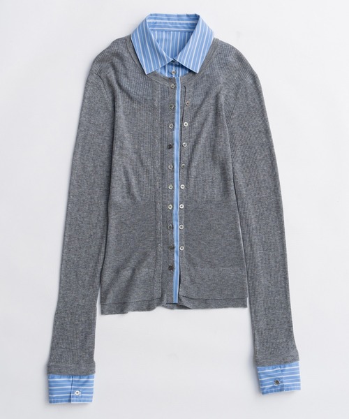 2way Shirt Knit Docking Tops/2WAYシャツニット【MAISON