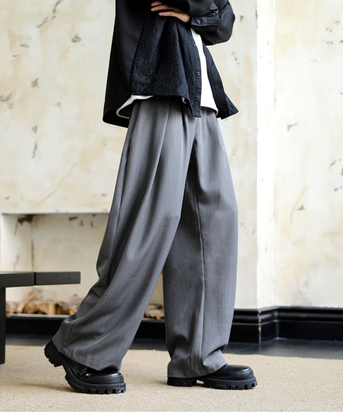 neos】ルーズシルエット ダブルタック カーブ バルーン ワイド