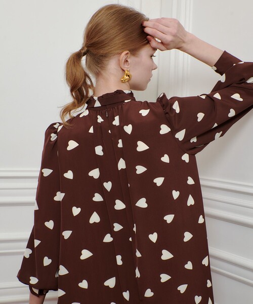 【LOULOU WILLOUGHBY】デシンハートプリントフラッパーワンピース WEB限定【LOULOU WILLOUGHBY】デシンハートプリントフラッパー