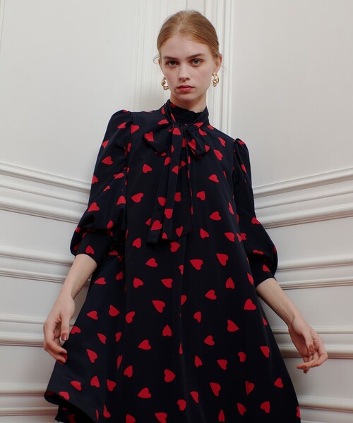 WEB限定【LOULOU WILLOUGHBY】デシンハートプリントフラッパー