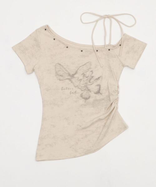 dispark（ディスパーク）の「DISPARK/スタッズバタフライワンショルT（Tシャツ/カットソー・レディース・ベージュ・FREE）」の13枚目の写真