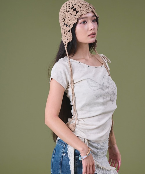 dispark（ディスパーク）の「DISPARK/スタッズバタフライワンショルT（Tシャツ/カットソー・レディース・ベージュ・FREE）」の10枚目の写真