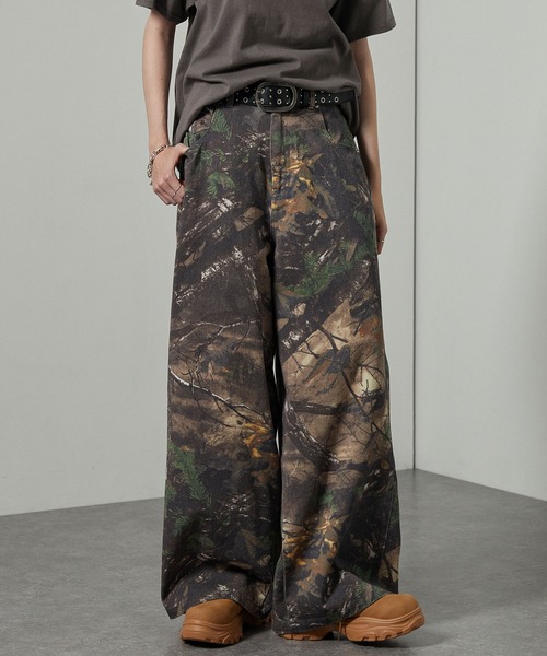 Alfred Alex】ヴィンテージライクルーズシルエットワイドバレルレッグ