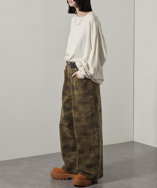 Alfred Alex】ヴィンテージライクルーズシルエットワイドバレルレッグ