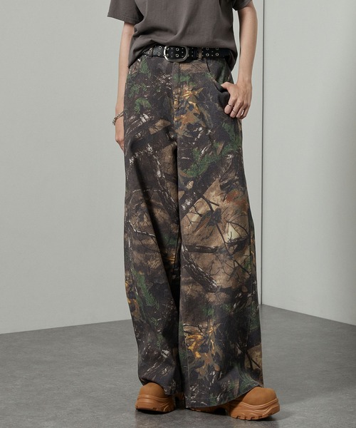 Alfred Alex】ヴィンテージライクルーズシルエットワイドバレルレッグ