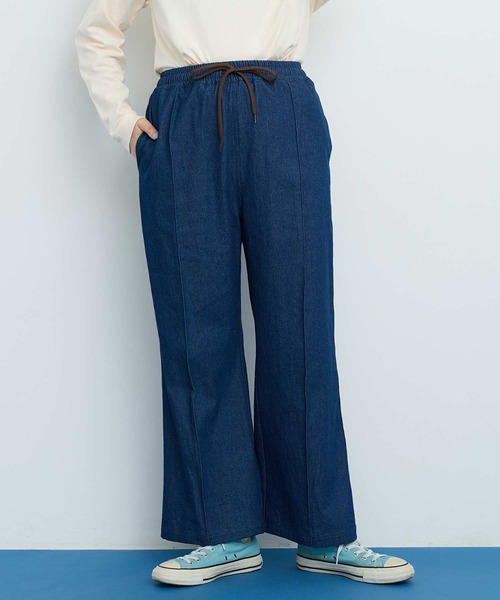 I am I in fact...（アイアムアイインファクト）の「DENIM ラインパンツ（デニムパンツ・レディース・サックスブルー/ネイビー・FREE）」の2枚目の写真