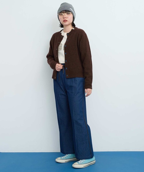 I am I in fact...（アイアムアイインファクト）の「DENIM ラインパンツ（デニムパンツ・レディース・サックスブルー/ネイビー・FREE）」の6枚目の写真