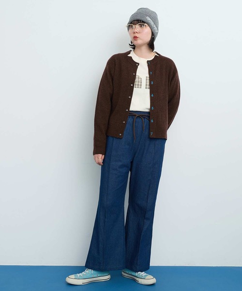 I am I in fact...（アイアムアイインファクト）の「DENIM ラインパンツ（デニムパンツ・レディース・サックスブルー/ネイビー・FREE）」の8枚目の写真