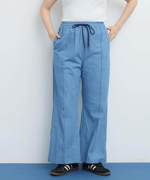 I am I in fact...（アイアムアイインファクト）の「DENIM ラインパンツ（デニムパンツ・レディース・サックスブルー/ネイビー・FREE）」の10枚目の写真