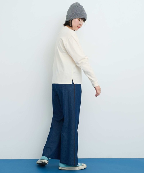 I am I in fact...（アイアムアイインファクト）の「DENIM ラインパンツ（デニムパンツ・レディース・サックスブルー/ネイビー・FREE）」の22枚目の写真