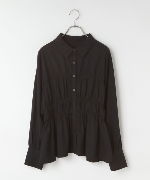 LOWRYS FARM(ローリーズファーム)の「シャーリングシャツLS 580593(シャツ/ブラウス・レディース・ブルー/ブラック/ホワイト・FREE)」の2枚目の写真