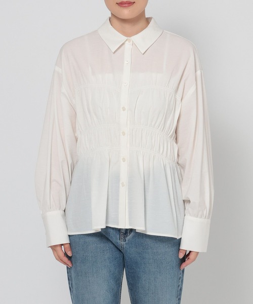 LOWRYS FARM(ローリーズファーム)の「シャーリングシャツLS 580593(シャツ/ブラウス・レディース・ブルー/ブラック/ホワイト・FREE)」の16枚目の写真
