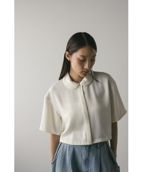 STYLEMIXER（スタイルミキサー）の「サークルカラーサテンショートシャツ（シャツ/ブラウス・レディース・ネイビー/グリーン/アイボリー・FREE）」の4枚目の写真