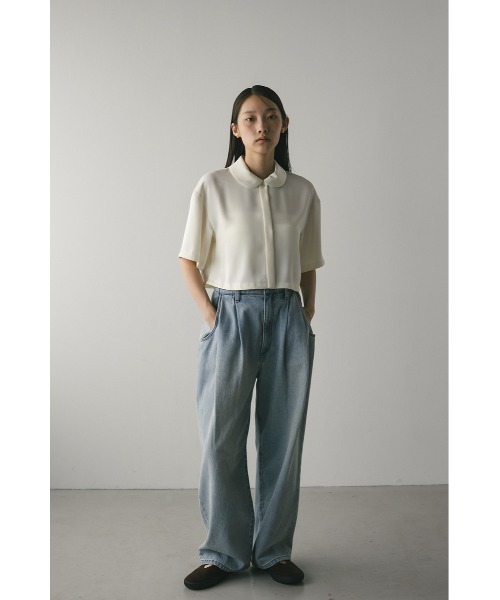 STYLEMIXER（スタイルミキサー）の「サークルカラーサテンショートシャツ（シャツ/ブラウス・レディース・ネイビー/グリーン/アイボリー・FREE）」の5枚目の写真