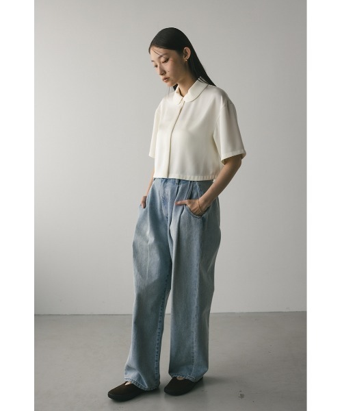 STYLEMIXER（スタイルミキサー）の「サークルカラーサテンショートシャツ（シャツ/ブラウス・レディース・ネイビー/グリーン/アイボリー・FREE）」の6枚目の写真