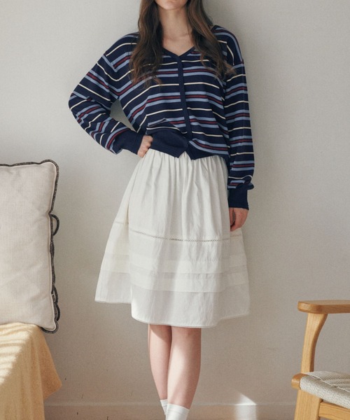 GENERAL IDEA（ジェネラルアイデア）の「GENERAL IDEA/ジェネラルアイディア lace midi skirt スカート（スカート・レディース・ブラック/アイボリー・S/M/L）」の5枚目の写真