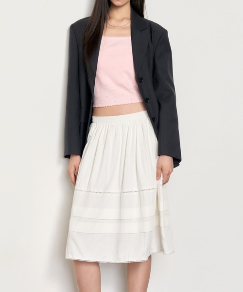 GENERAL IDEA（ジェネラルアイデア）の「GENERAL IDEA/ジェネラルアイディア lace midi skirt スカート（スカート・レディース・ブラック/アイボリー・S/M/L）」の6枚目の写真