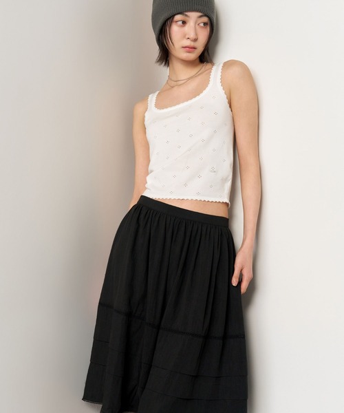 GENERAL IDEA（ジェネラルアイデア）の「GENERAL IDEA/ジェネラルアイディア lace midi skirt スカート（スカート・レディース・ブラック/アイボリー・S/M/L）」の12枚目の写真