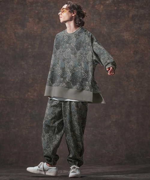 Jih Nunc(ジーヌンク)の「mlt5361-リーフ総柄ポンチ切り替えプルオーバー(JIH-R1134)(Tシャツ/カットソー・メンズ・ベージュ/チャコール・L/M/S)」の17枚目の写真