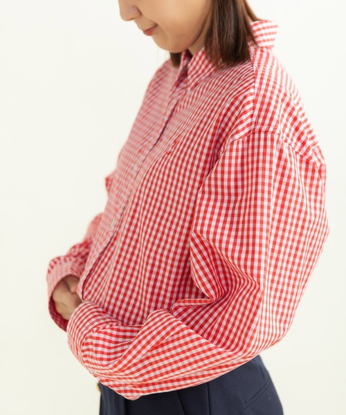 CHILD WOMAN(チャイルドウーマン)の「ギンガムチェック チェーン風刺繍シャツ(シャツ/ブラウス・レディース・レッド・FREE)」の12枚目の写真