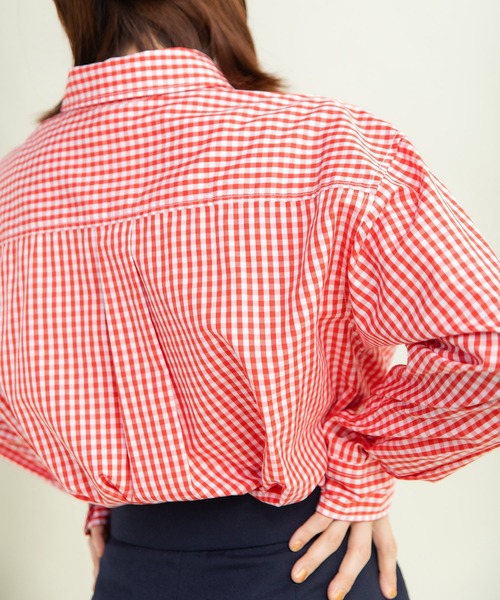 CHILD WOMAN(チャイルドウーマン)の「ギンガムチェック チェーン風刺繍シャツ(シャツ/ブラウス・レディース・レッド・FREE)」の8枚目の写真