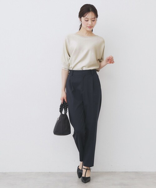 index(インデックス)の「《5色展開》前後2WAY ドルマンスリーブニット【UVケア/抗ピル/洗濯機洗い可】(ニット/セーター・レディース・ナチュラル/ゴールド/ネイビー/パープル/ライトブルー・42/40/38/36)」の9枚目の写真