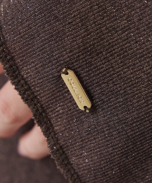 COLLAGE GALLARDAGALANTE(コラージュガリャルダガランテ)の「ラメリブスクエアロンT/WEB限定カラー展開(Tシャツ/カットソー・レディース・ブルー/オフホワイト/ブラウン/ブラック・FREE)」の22枚目の写真