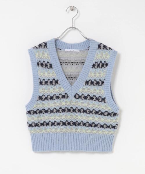 KBF（ケイビーエフ）の「シアージャガードニットベスト（ベスト・レディース・ブルー系その他/ベージュ系その他/グレー系その他・ONE）」の10枚目の写真