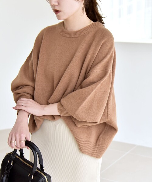 quaranciel(カランシエル)の「〈手洗い可能〉AQUA カシミヤ ミックス ドルマン ニット(ニット/セーター・レディース・ワイン/ブラック/ベージュ/ブルー/ライトグレー/キャメル・ONE SIZE)」の13枚目の写真