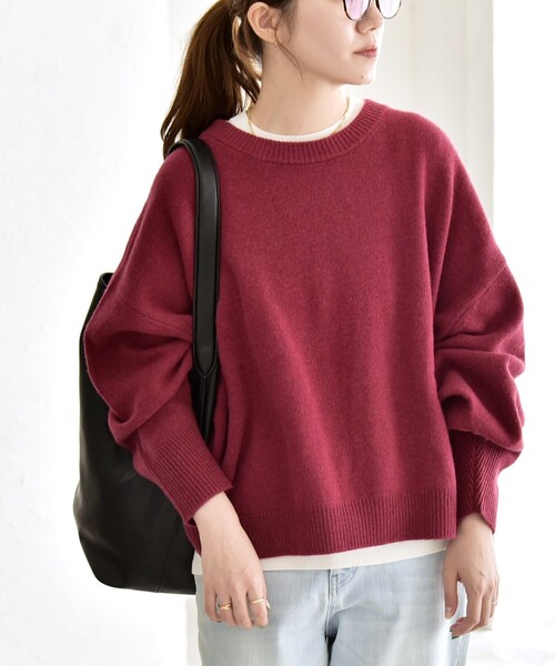 quaranciel(カランシエル)の「〈手洗い可能〉AQUA カシミヤ ミックス ドルマン ニット(ニット/セーター・レディース・ワイン/ブラック/ベージュ/ブルー/ライトグレー/キャメル・ONE SIZE)」の18枚目の写真