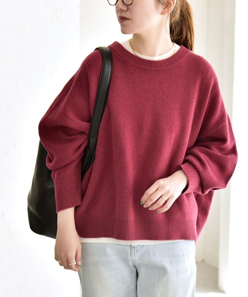 quaranciel(カランシエル)の「〈手洗い可能〉AQUA カシミヤ ミックス ドルマン ニット(ニット/セーター・レディース・ワイン/ブラック/ベージュ/ブルー/ライトグレー/キャメル・ONE SIZE)」の19枚目の写真