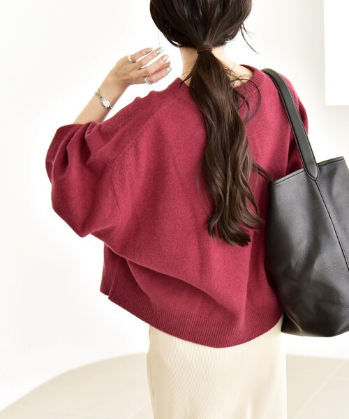 quaranciel(カランシエル)の「〈手洗い可能〉AQUA カシミヤ ミックス ドルマン ニット(ニット/セーター・レディース・ワイン/ブラック/ベージュ/ブルー/ライトグレー/キャメル・ONE SIZE)」の22枚目の写真