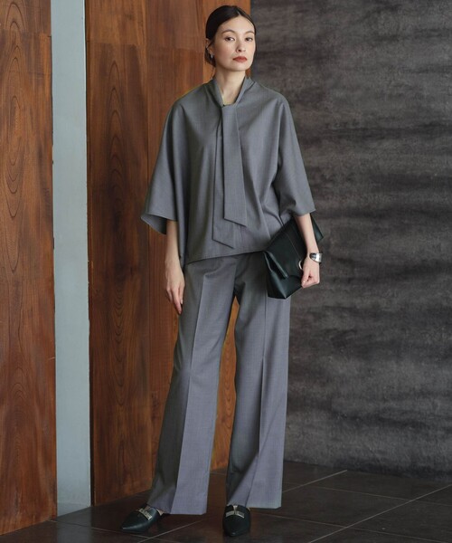 【洗える】T/Wブロード ボウタイブラウス セール】T/Wブロード ボウタイ ブラウス（シャツ/ブラウス）｜ICB