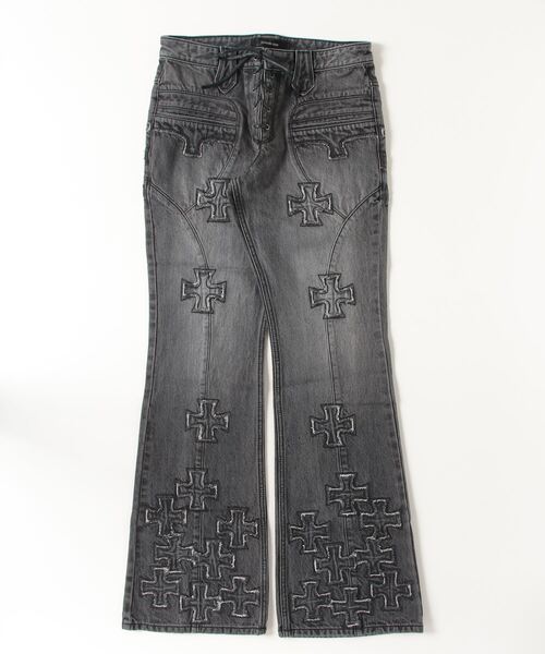 ROYAL FLASH（ロイヤルフラッシュ）の「Yasuyuki Ishii/ヤスユキイシイ/Cross Patch Lace Pants（デニムパンツ・メンズ・ブラック/グレー・46/44）」の2枚目の写真