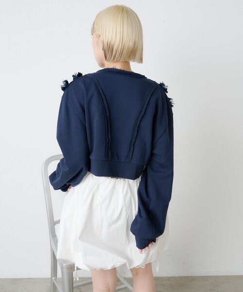 w closet（ダブルクローゼット）の「フリルWジップスウェット（パーカー・レディース・アイボリー/グレー/ネイビー/サックスブルー・FREE）」の7枚目の写真