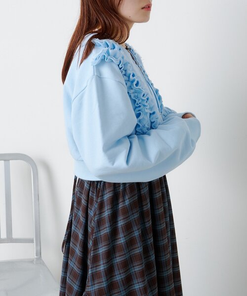 w closet（ダブルクローゼット）の「フリルWジップスウェット（パーカー・レディース・アイボリー/グレー/ネイビー/サックスブルー・FREE）」の22枚目の写真