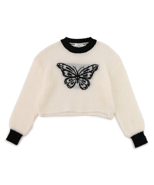 algy（アルジー）の「シアーニット（ニット/セーター・キッズ・サックスブルー/オフホワイト/チャコール・XX-SMALL/X-SMALL/MEDIUM/SMALL）」の2枚目の写真