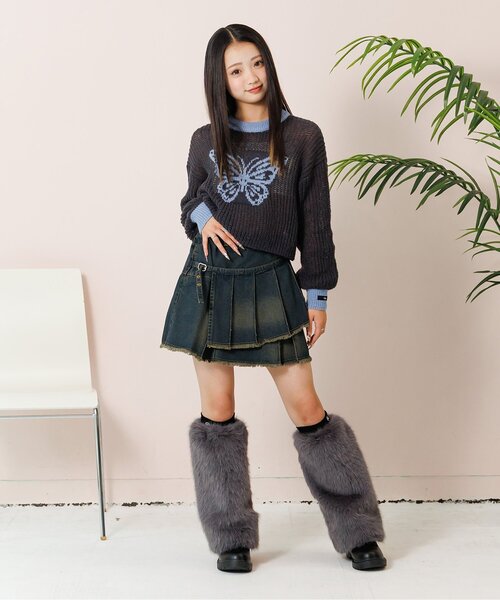 algy（アルジー）の「シアーニット（ニット/セーター・キッズ・サックスブルー/オフホワイト/チャコール・XX-SMALL/X-SMALL/MEDIUM/SMALL）」の4枚目の写真