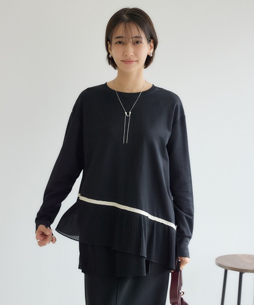 KATHARINE ROSS(キャサリンロス)の「【PILLINI/ピリーニ】プリーツヘムプルオーバー(Tシャツ/カットソー・レディース・オフホワイト/ブラック・MEDIUM)」の7枚目の写真