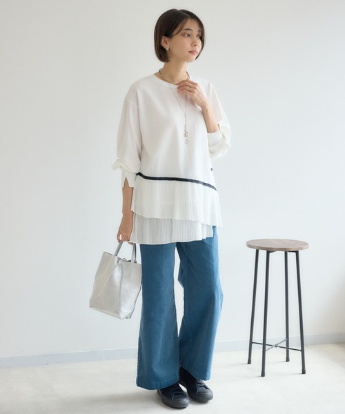 KATHARINE ROSS(キャサリンロス)の「【PILLINI/ピリーニ】プリーツヘムプルオーバー(Tシャツ/カットソー・レディース・オフホワイト/ブラック・MEDIUM)」の12枚目の写真