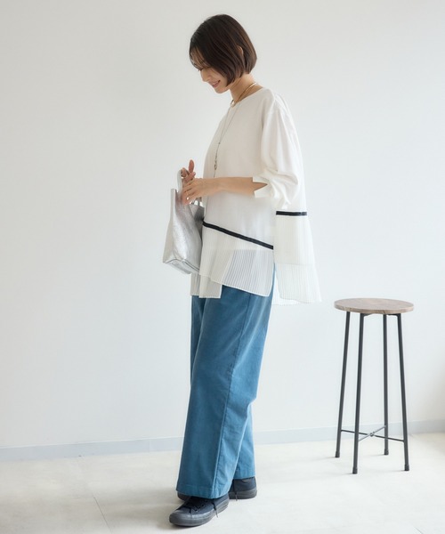 KATHARINE ROSS(キャサリンロス)の「【PILLINI/ピリーニ】プリーツヘムプルオーバー(Tシャツ/カットソー・レディース・オフホワイト/ブラック・MEDIUM)」の14枚目の写真