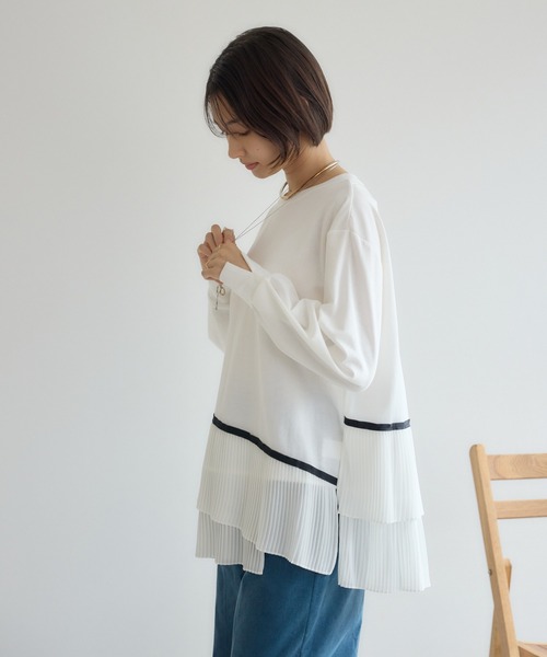 KATHARINE ROSS(キャサリンロス)の「【PILLINI/ピリーニ】プリーツヘムプルオーバー(Tシャツ/カットソー・レディース・オフホワイト/ブラック・MEDIUM)」の19枚目の写真