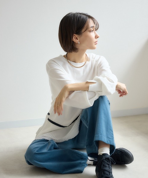 KATHARINE ROSS(キャサリンロス)の「【PILLINI/ピリーニ】プリーツヘムプルオーバー(Tシャツ/カットソー・レディース・オフホワイト/ブラック・MEDIUM)」の15枚目の写真