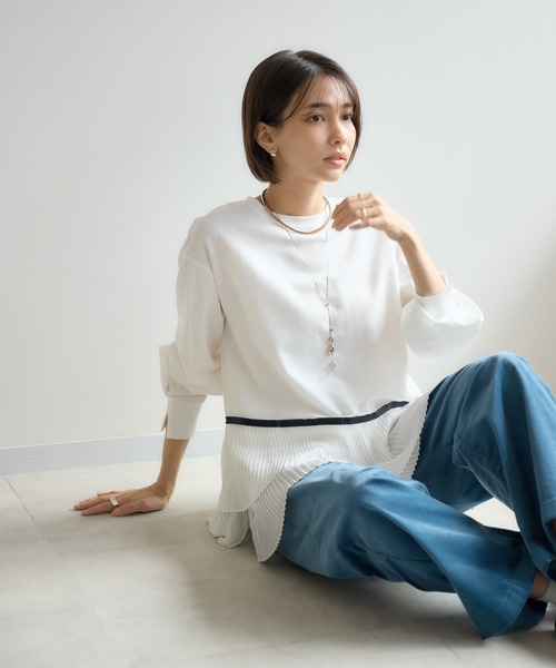 KATHARINE ROSS(キャサリンロス)の「【PILLINI/ピリーニ】プリーツヘムプルオーバー(Tシャツ/カットソー・レディース・オフホワイト/ブラック・MEDIUM)」の16枚目の写真