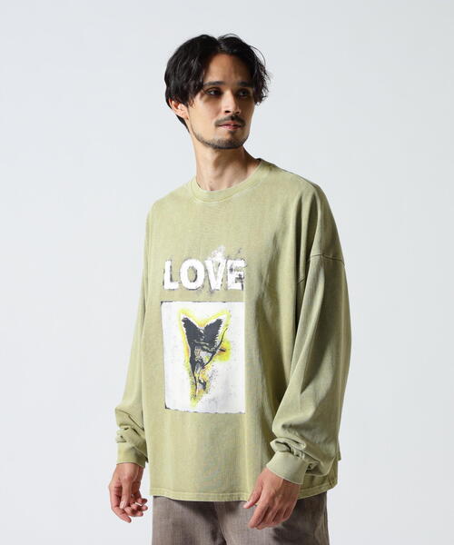 DANKE SCHON（ダンケシェーン）の「【WEB&DEPOT限定】DankeSchon/ダンケシェーン/PIGMENT L/S TEE LOVE（Tシャツ/カットソー・レディース・ブラック/ベージュ・M/L）」の7枚目の写真