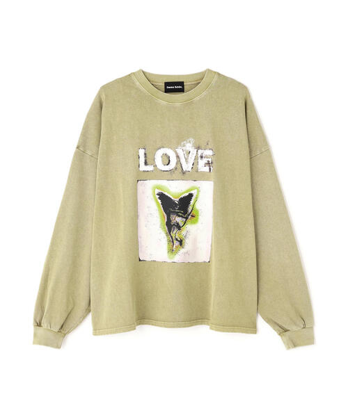 DANKE SCHON（ダンケシェーン）の「【WEB&DEPOT限定】DankeSchon/ダンケシェーン/PIGMENT L/S TEE LOVE（Tシャツ/カットソー・レディース・ブラック/ベージュ・M/L）」の2枚目の写真